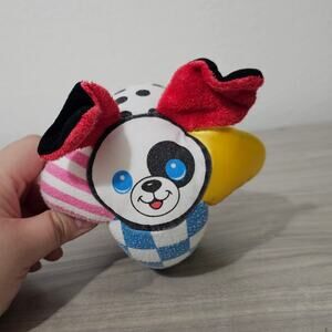 5824 Playskool Bright Ball Panda Dog Rattle Plush Toy Black White Pink blue